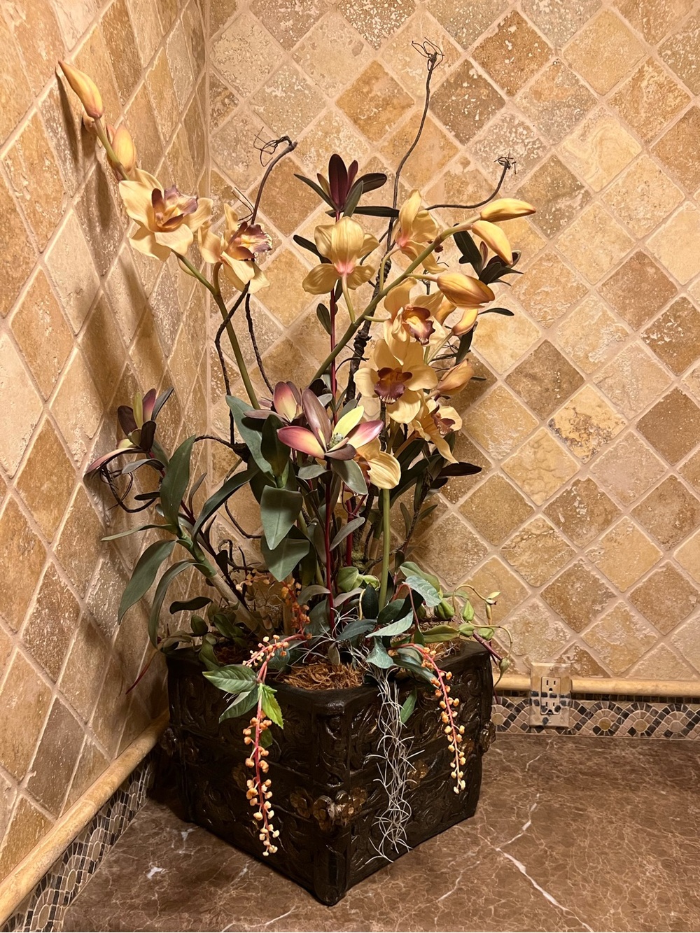 Large Luxury Floral Cymbidium Orchid Silk Centerpiece Arrangement by Jenny silk